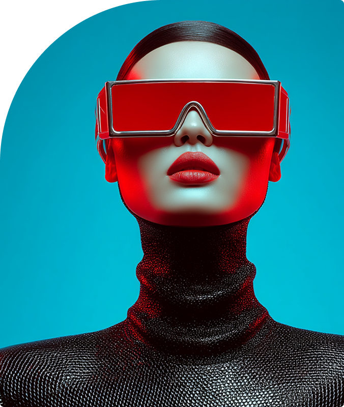 ReplyCorp's futuristic red-and-white brand artwork